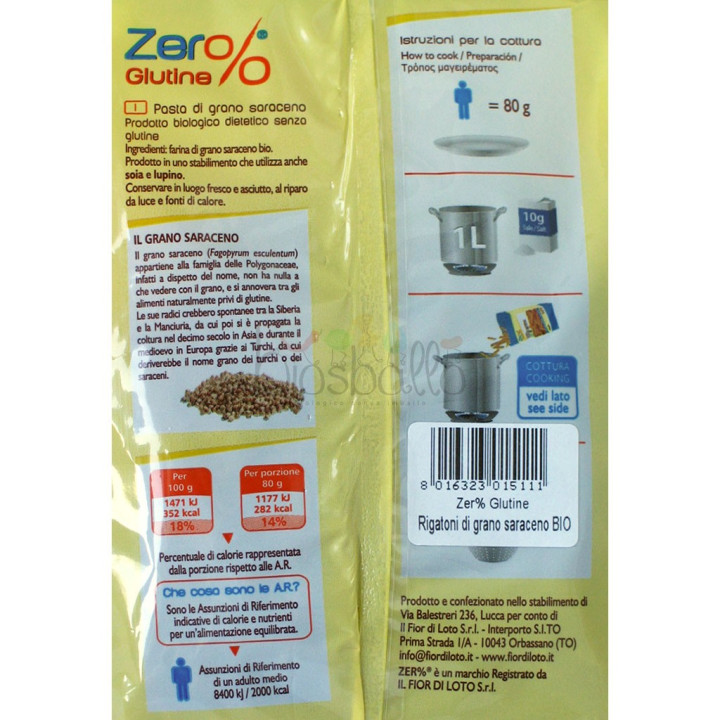 Rigatoni di grano saraceno 250g