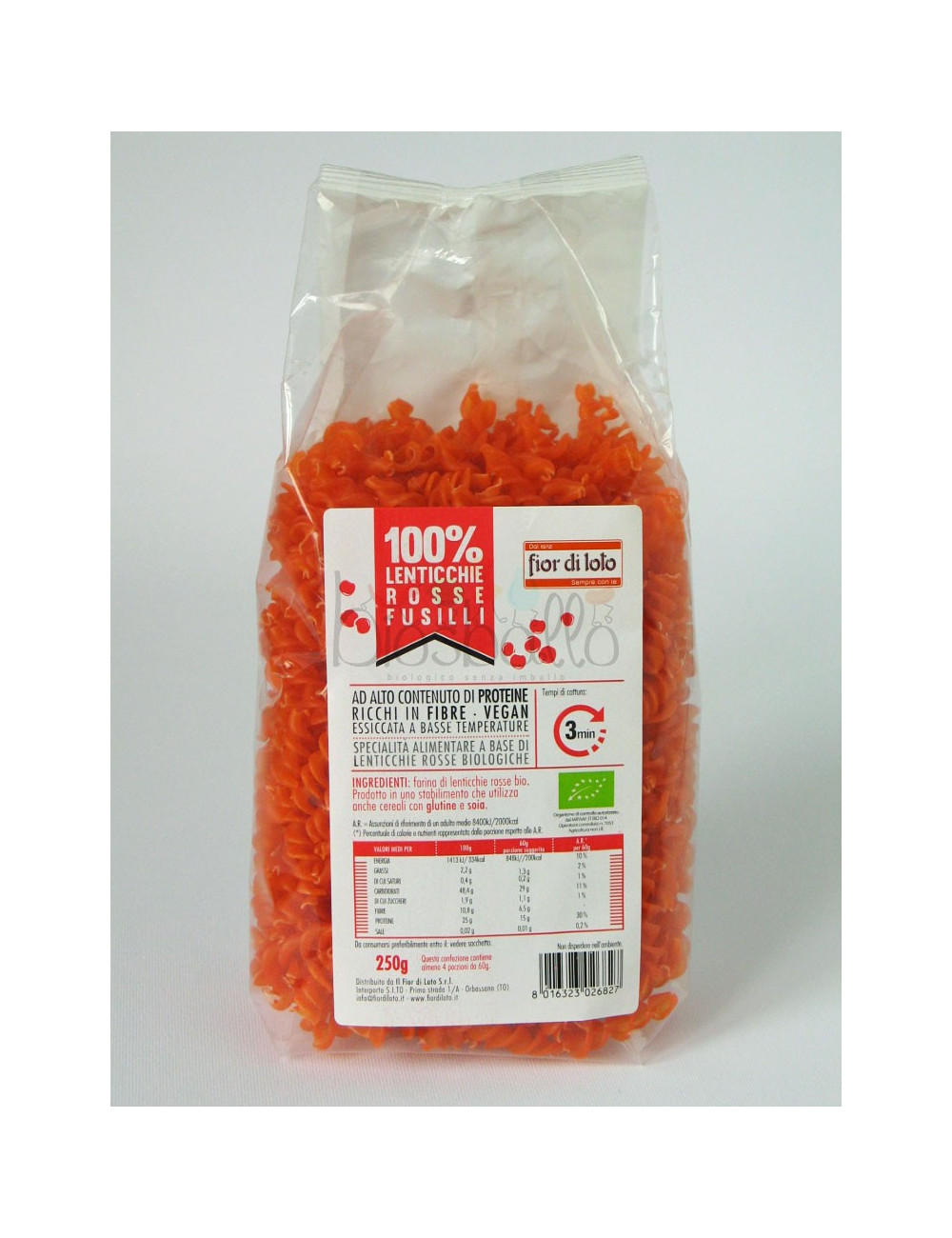 Fusilli di lenticchie rosse 250g