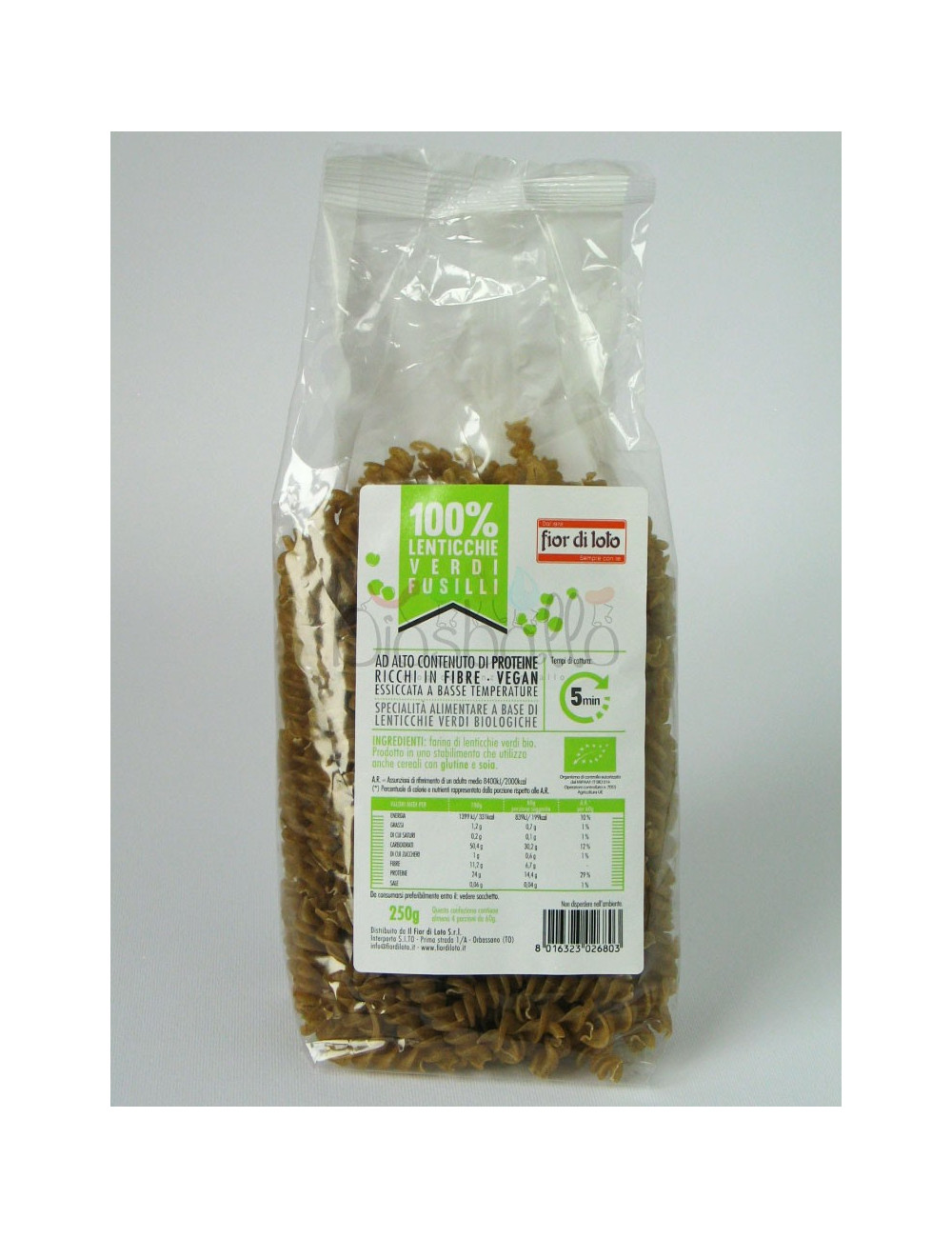 Fusilli di lenticchie verdi 250g