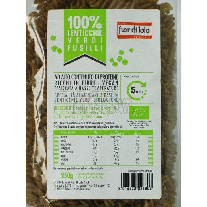 Fusilli di lenticchie verdi 250g