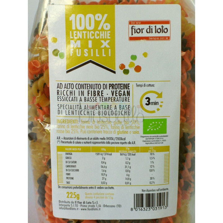 Fusilli di lenticchie mix bio 225g