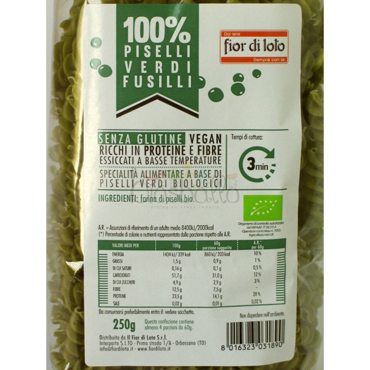 Fusilli di piselli verdi 250g