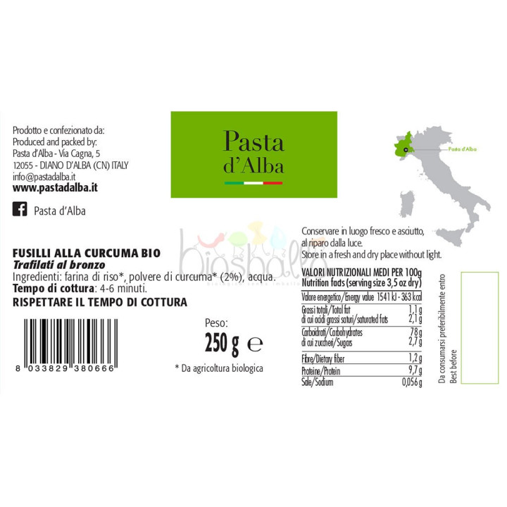 Fusilli riso e curcuma 250g
