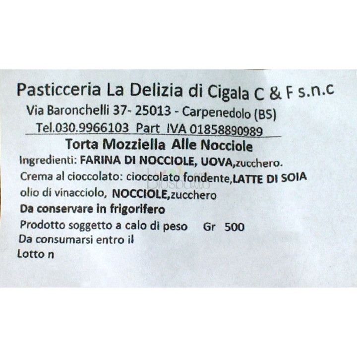 Torta Mozziella di nocciole 450g