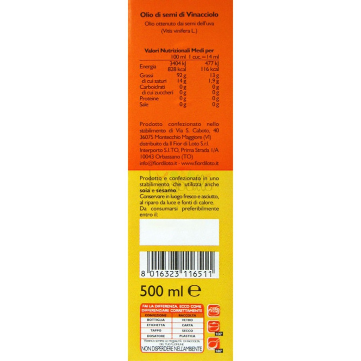 Olio di semi di vinacciolo 500ml