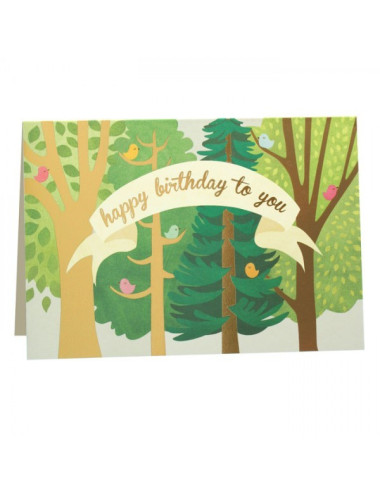 Biglietto d'Auguri - Alberi e uccelli