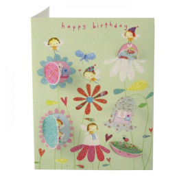 Biglietto d'Auguri - Fiori e fate