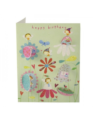 Biglietto d'Auguri - Fiori e fate