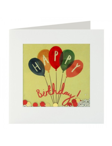 Biglietto d'Auguri con brillantini - Palloncini colorati