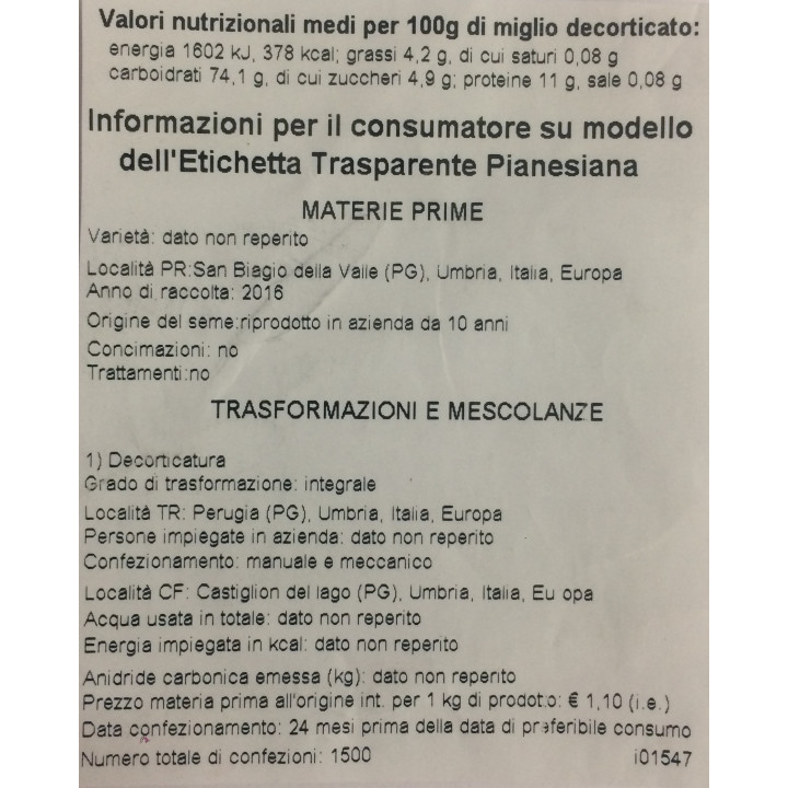 Miglio in chicchi decorticato 1kg