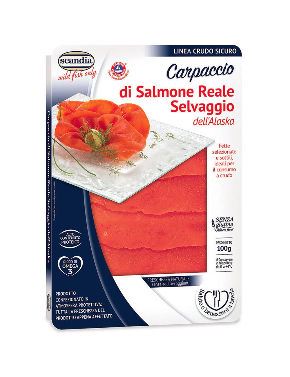 Carpaccio di Salmone Reale crudo 100g