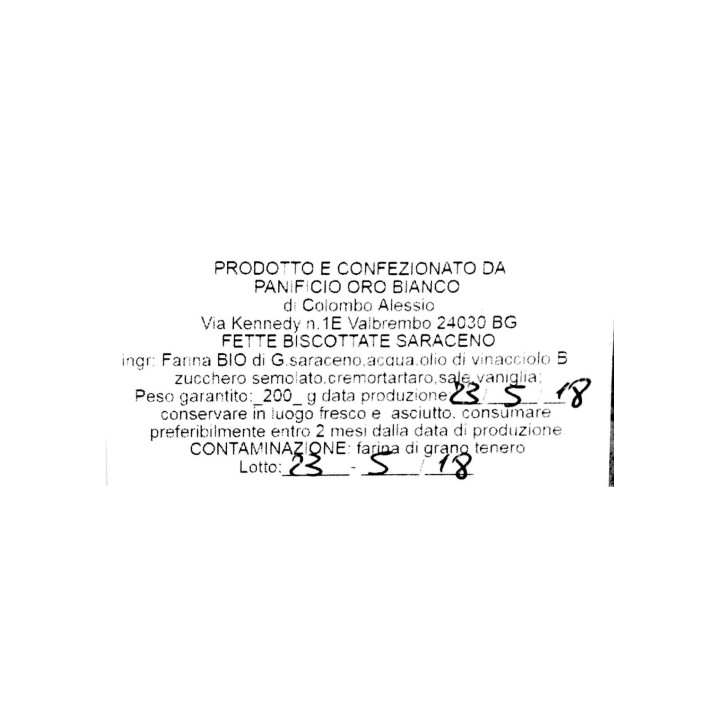 copy of Fette biscottate dolci di grano saraceno 200g