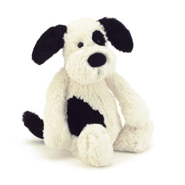 Bashful Black & Cream Puppy Peluche Jellycat 18x9x8cm