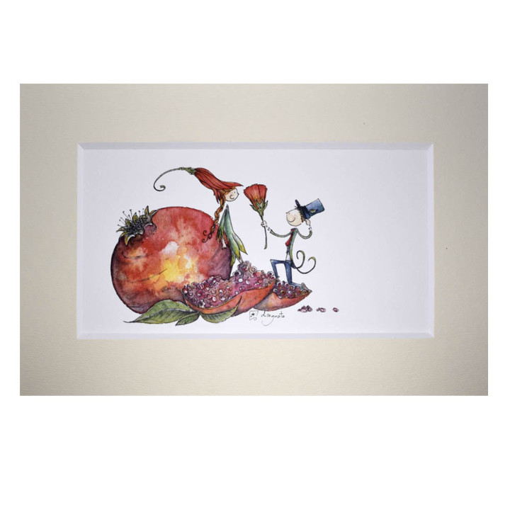 Riproduzione di acquarello su carta martellata