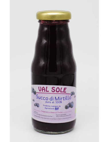 Succo puro di mirtilli 100% senza zucchero senza acqua 200ml