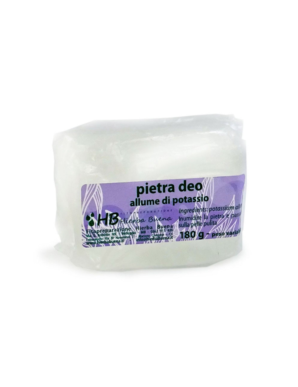 Pietra deodorante allume di potassio 180g