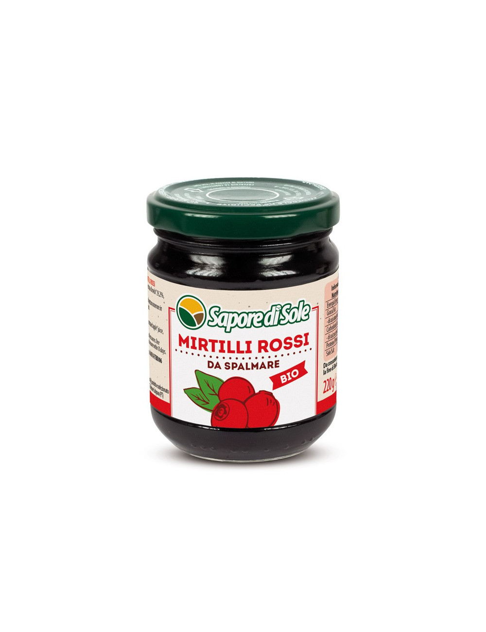 Composta di Mirtilli Rossi senza zucchero 220g
