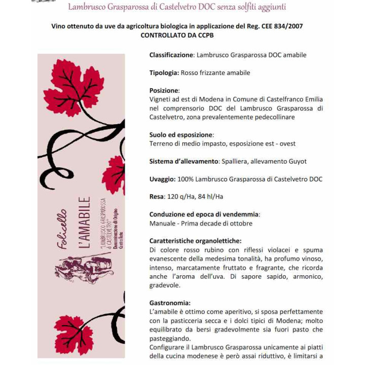 Chianti docg senza solfiti 75cl