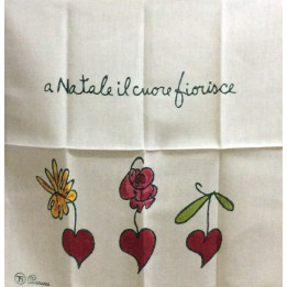 Tovaglietta Canovaccio 100% lino Cuori Fioriti Pascucci 65x65