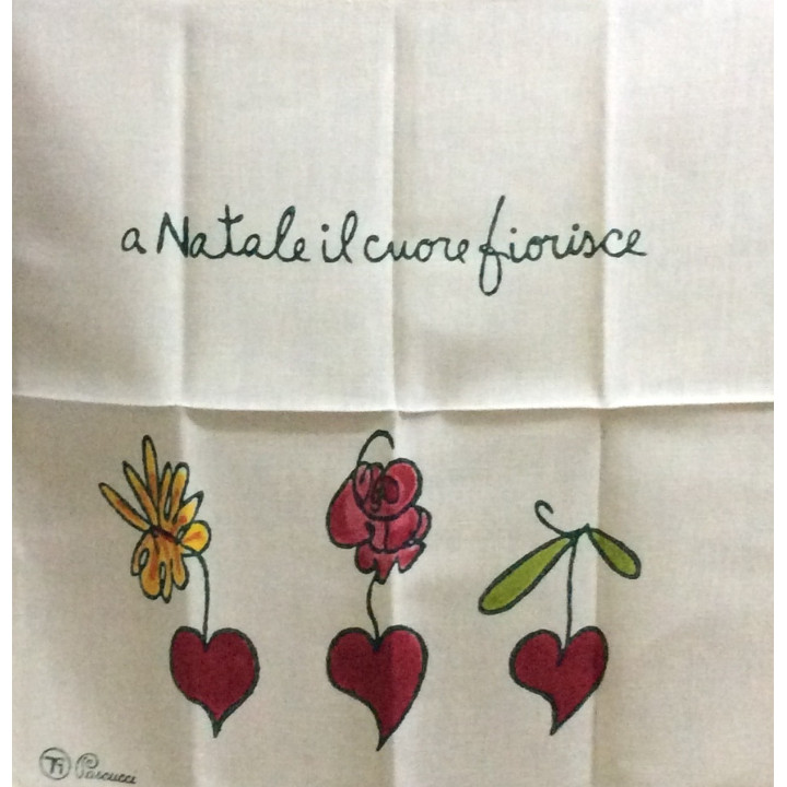 Tovaglietta Canovaccio 100% lino Cuori Fioriti Pascucci 65x65
