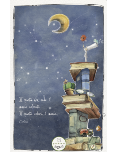 Quaderno 'Il Poeta' 10x15 cm di carta ecologica con illustrazioni