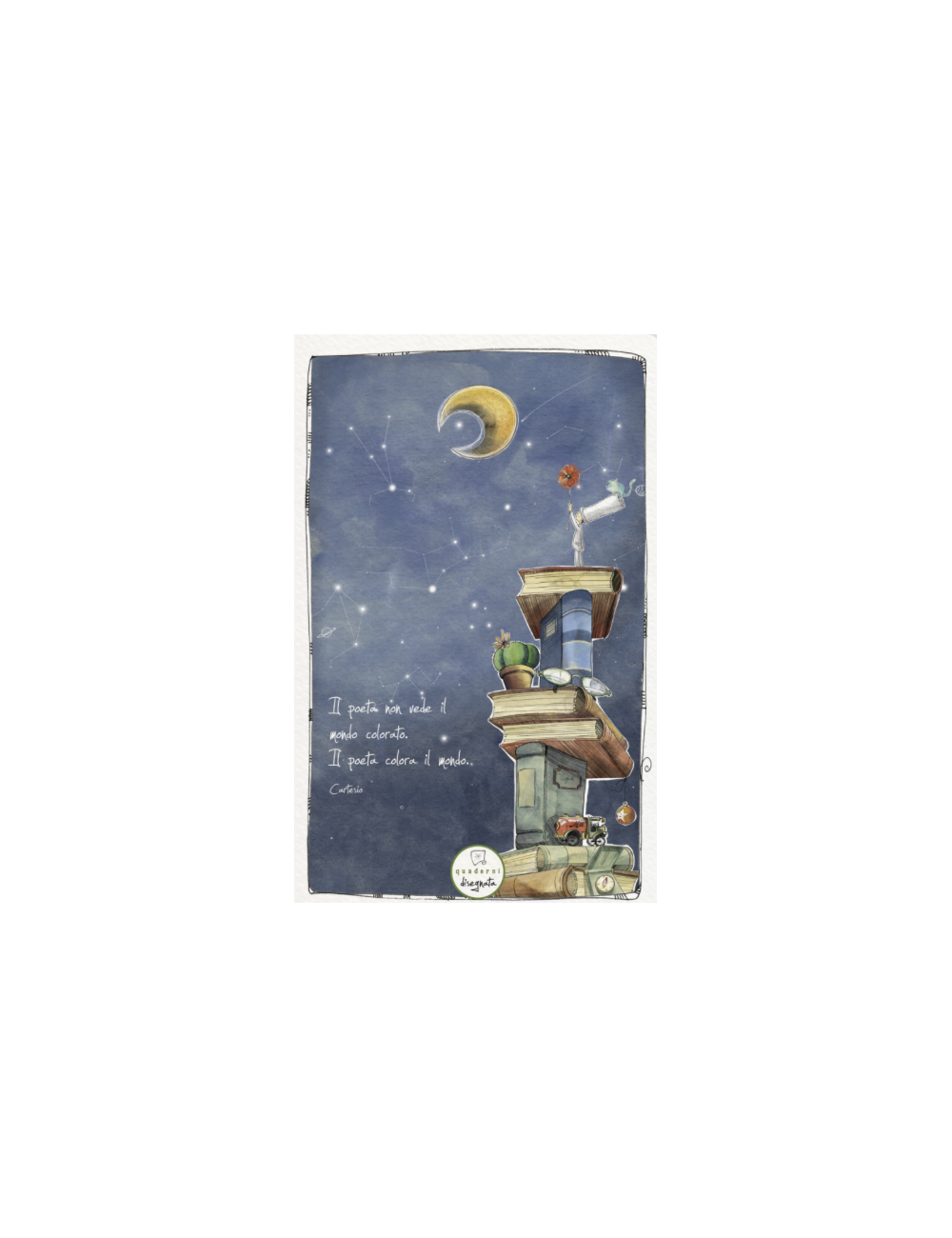 Quaderno 'Il Poeta' 10x15 cm di carta ecologica con illustrazioni