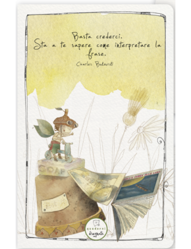 Quaderno 'Believe it' 10x15 cm di carta ecologica con illustrazioni