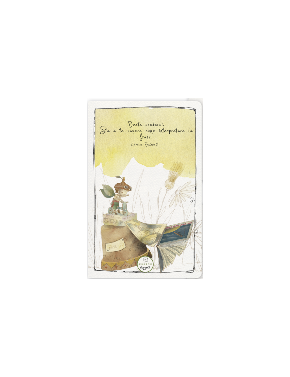 Quaderno 'Believe it' 10x15 cm di carta ecologica con illustrazioni