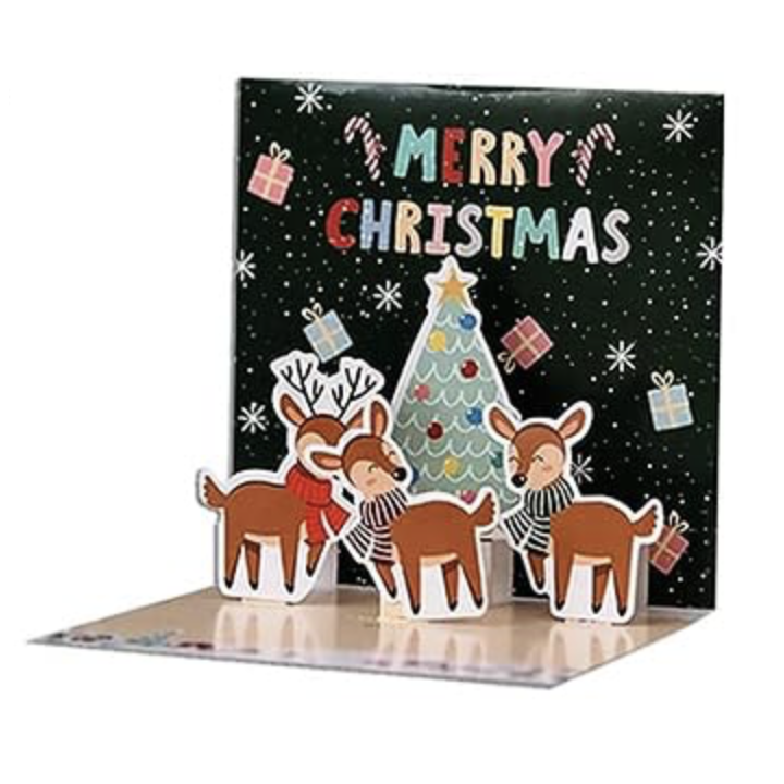 Biglietto d'Auguri Natale 3D - Merry Christmas renne