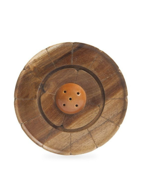 Piattino Porta incenso in legno e ceramica